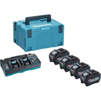 Makita XGT Makita 191U48-0 XGT Power Source Kit with 4 x 5Ah Batteries, Twin Charger and MakPac Case