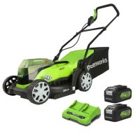 Greenworks G24X2LM36 48v Cordless Rotary Lawnmower 360mm 2 x 4ah Li-ion Charger