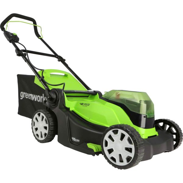 Greenworks G24X2LM41 48v Cordless Rotary Lawnmower 410mm 2 x 2ah Li-ion Charger