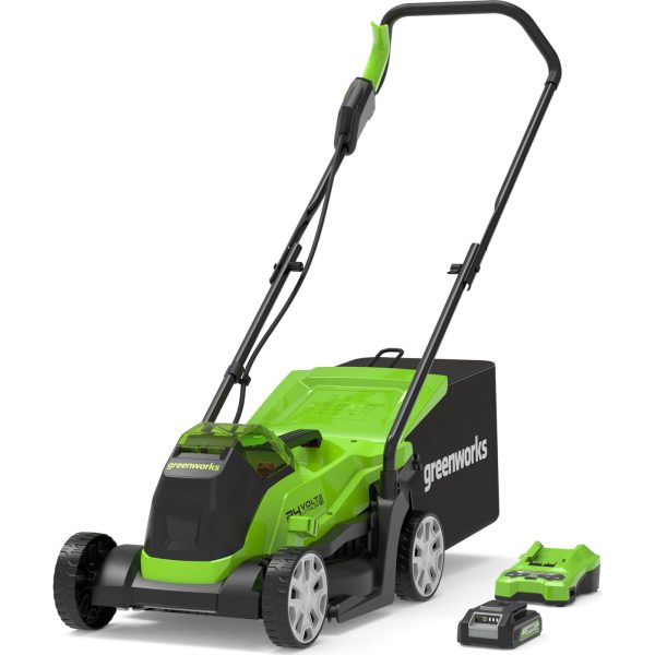 Greenworks GD24LM33 24v Cordless Rotary Lawnmower 330mm 1 x 2ah Li-ion Charger