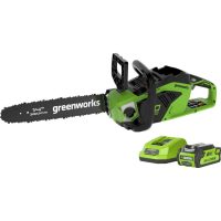 Greenworks GD40CS15 40v Cordless Brushless Chainsaw 350mm 1 x 2ah Li-ion Charger