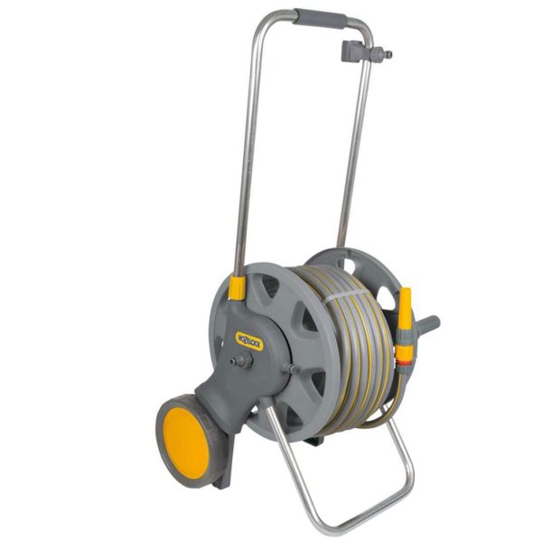 Hozelock Large Wheel Hose Reel Cart 1/2" / 12.5mm 50m Grey & Yellow