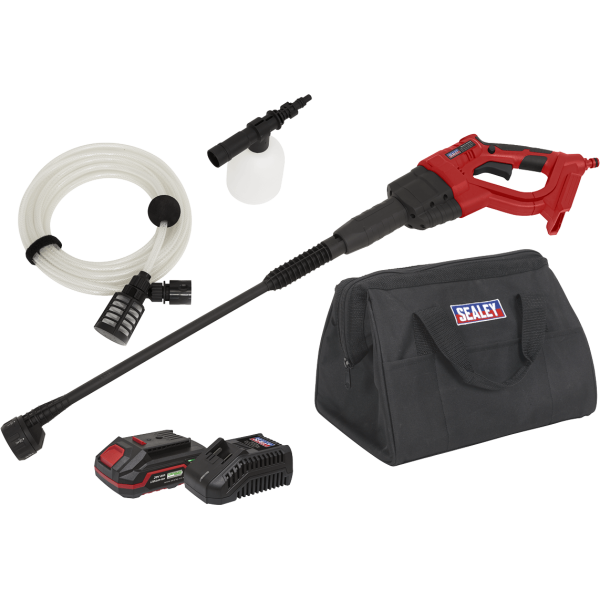 Sealey CP20VPW 20v Cordless Pressure Washer 1 x 2ah Li-ion Charger Bag