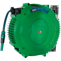 Sealey Heavy Duty Retractable Wall Mounted Hose Reel 1/2" / 12.5mm 18m Green