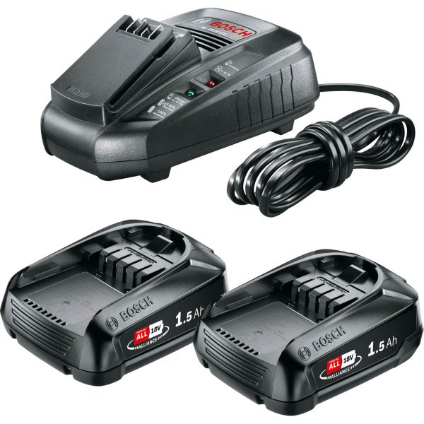 Bosch Genuine GREEN P4A 18v Cordless Li-ion Twin Battery 1.5ah and 3A Fast Charger