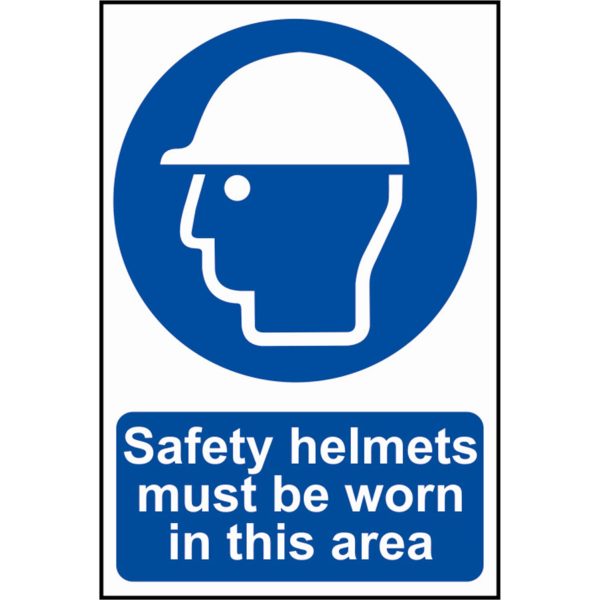 Scan Safety Helmets Must Be Worn In This Area Sign