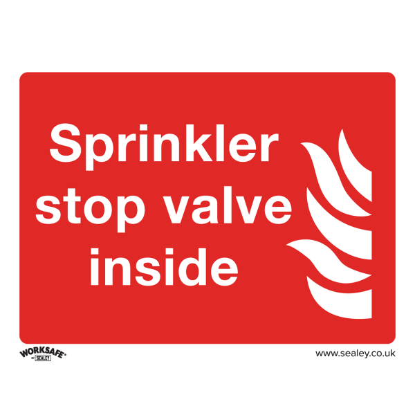 Sealey Self Adhesive Vinyl Sprinkler Stop Valve Sign