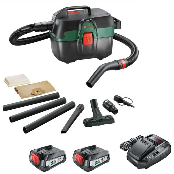 Bosch ADVANCEDVAC 18V-8 P4A 18v Cordless Portable Wet and Dry Vacuum Cleaner 8L 2 x 2.5ah Li-ion Charger No Case