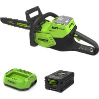 Greenworks GD60CS 60v Cordless Brushless Chainsaw 400mm 1 x 4ah Li-ion Charger