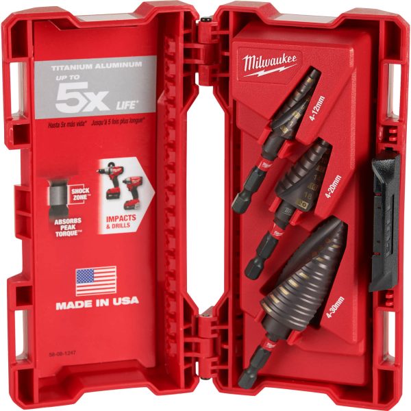 Milwaukee 3 Piece Shockwave Impact Step Drill Set