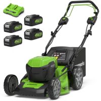 Greenworks GD24X2LM46SP 48v Cordless Brushless Self Propelled Rotary Lawnmower with 4 Slot Power 460mm 4 x 4ah Li-ion Charger