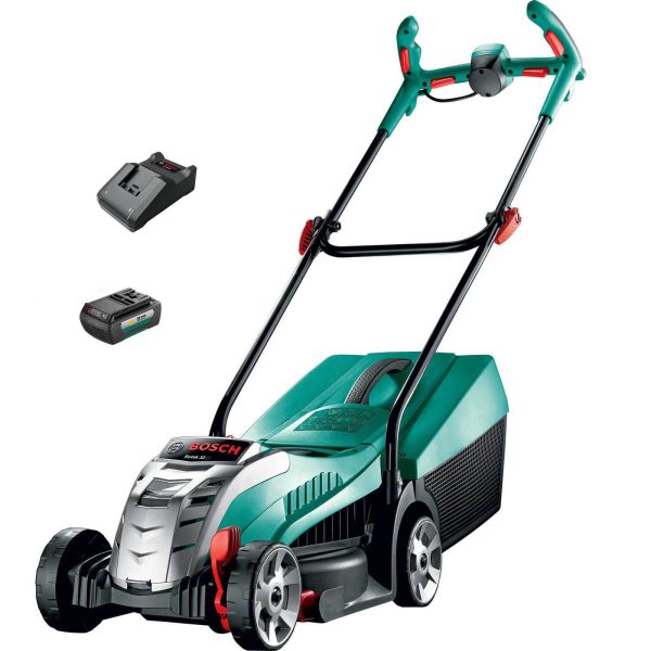 Bosch ROTAK 32 LI ERGOFLEX 36v Cordless Rotary Lawnmower 320mm 1 x 2ah Li-ion Charger