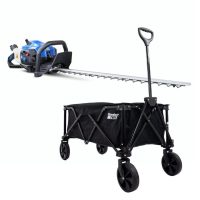 Hyundai 26cc 600mm Petrol Hedge Trimmer Cutter, Easy-Start and Lightweight 2-stroke and GardenTek Folding Trolley on Wheels, Garden Trolley 120kg HYH