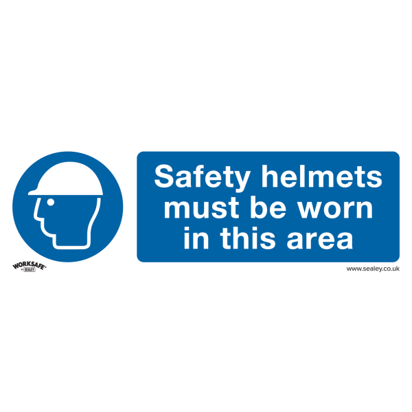 Sealey Safety Helmets Must Be Worn Rigid Plastic Sign 300mm 100mm Standard