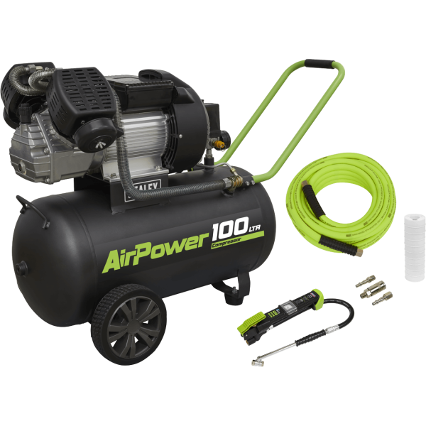 Sealey SAC10030VE Air Compressor 100 Litre & Air Accessory Kit