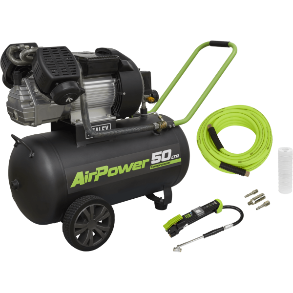 Sealey SAC5030VE Air Compressor 50 Litre & Air Accessory Kit