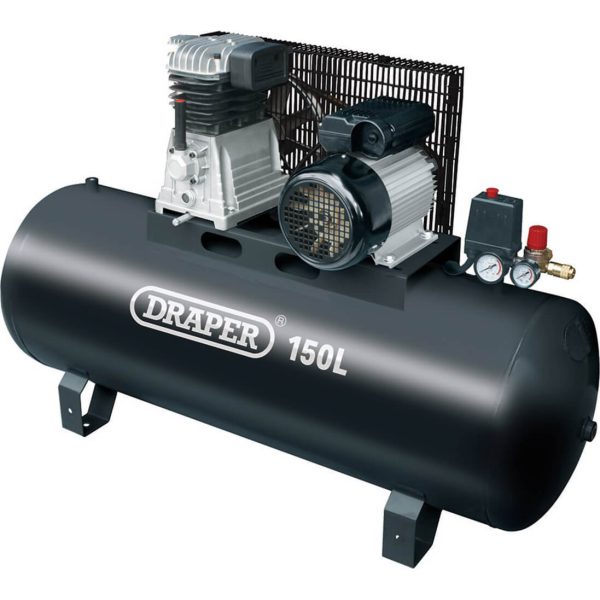 Draper DA150/369S Stationary Belt Driven Air Compressor 150 Litre 240v