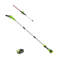 Greenworks GD40PSH 40v Cordless Brushless Pole Tree Pruner and Hedge Trimmer 1 x 4ah Li-ion Charger