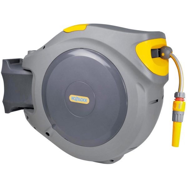 Hozelock Large Wall Mounted Auto Hose Reel 1/2" / 12.5mm 40m Grey & Yellow