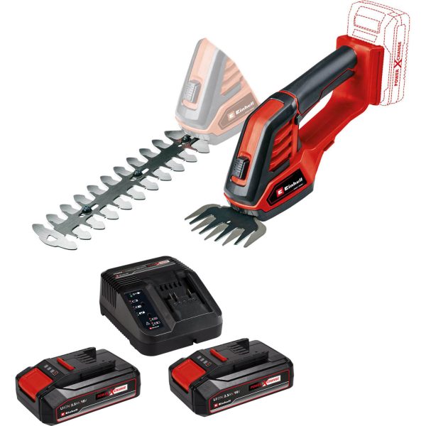 Einhell GE-CG 18/100 Li 18v Cordless Grass and Bush Shears 2 x 2.5ah Li-ion Charger