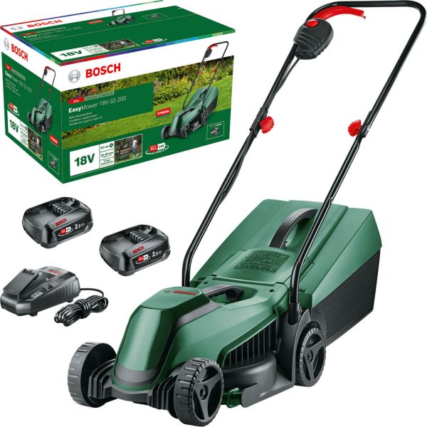 Bosch EASYMOWER 18V-32 P4A 18v Cordless Rotary Lawnmower 320mm 2 x 2.5ah Li-ion Charger