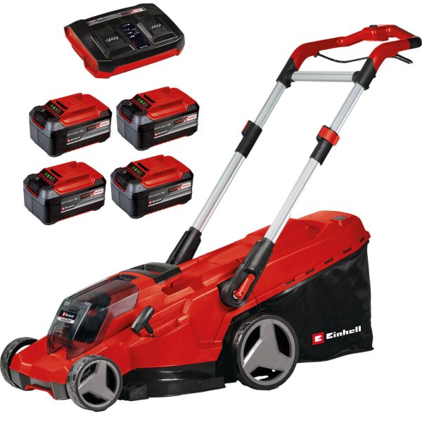 Einhell Professional RASARRO 36/42 36v Cordless Brushless Rotary Lawnmower 420mm 4 x 5.2ah Li-ion Twin Battery Charger