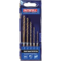 Faithfull 5 Piece HSSE M35 Cobalt Impact Drill Bit Set