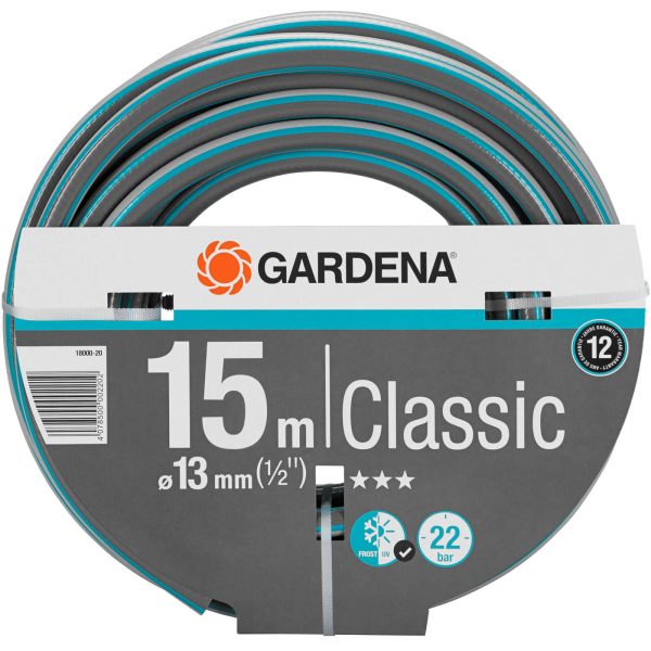 Gardena Classic Hose Pipe 1/2" / 12.5mm 15m Blue & Grey