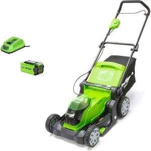 Greenworks G40LM41 40v Cordless Rotary Lawnmower 400mm 1 x 2ah Li-ion Charger