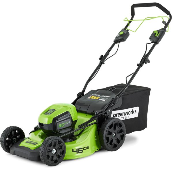 Greenworks GD60LM46SP 60v Cordless Brushless Self Propelled Rotary Lawnmower 460mm 1 x 4ah Li-ion Charger