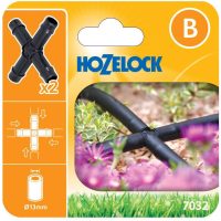 Hozelock MICRO Supply Pipe Cross Connector 1/2" / 12.5mm Pack of 2