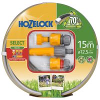 Hozelock Select Garden Hose Pipe and Fittings Set 1/2" / 12.5mm 15m Grey