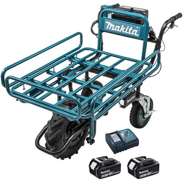 Makita DCU180 18v LXT Cordless Brushless Wheelbarrow and Pipe Frame 2 x 5ah Li-ion Charger