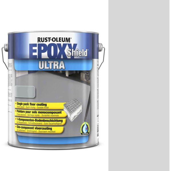 Rust Oleum Epoxy Shield Ultra Floor Coating Paint Light Grey 5l