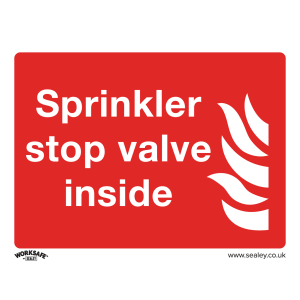 Sealey Rigid Plastic Sprinkler Stop Valve Sign 200mm 150mm Standard