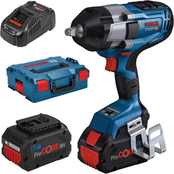 Bosch GDS 18V-1000 C BITURBO 18v Cordless Brushless 1/2" Impact Wrench 2 x 8ah Li-ion ProCore Battery Charger Case