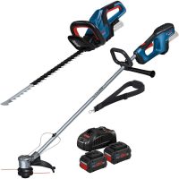 Bosch Professional 18v Cordless Brushless Hedge and Grass Trimmer Kit 2 x 5.5ah Li-ion Battery Charger