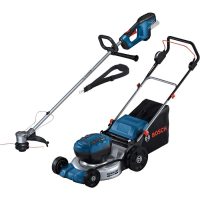 Bosch Professional 18v Cordless Brushless Rotary Lawnmower and Grass Trimmer Kit