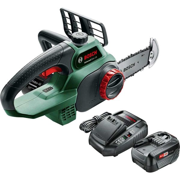 Bosch UNIVERSALCHAIN P4A 18v Cordless Chainsaw 200mm 1 x 4ah Li-ion Battery Charger