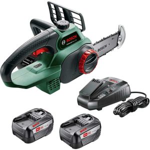 Bosch UNIVERSALCHAIN P4A 18v Cordless Chainsaw 200mm 2 x 6ah Li-ion Battery Charger