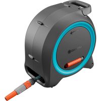 Gardena Dual Floor or Wall Enclosed Hose Reel 7/16" / 11mm 25m Blue & Grey