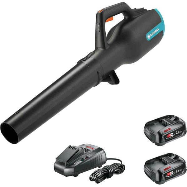 Gardena POWERJET P4A 18v Cordless Garden Leaf Blower 2 x 2.5ah Li-ion Battery Charger
