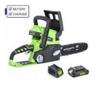 Greenworks G24CSK2 24V Chainsaw c/w battery and charger