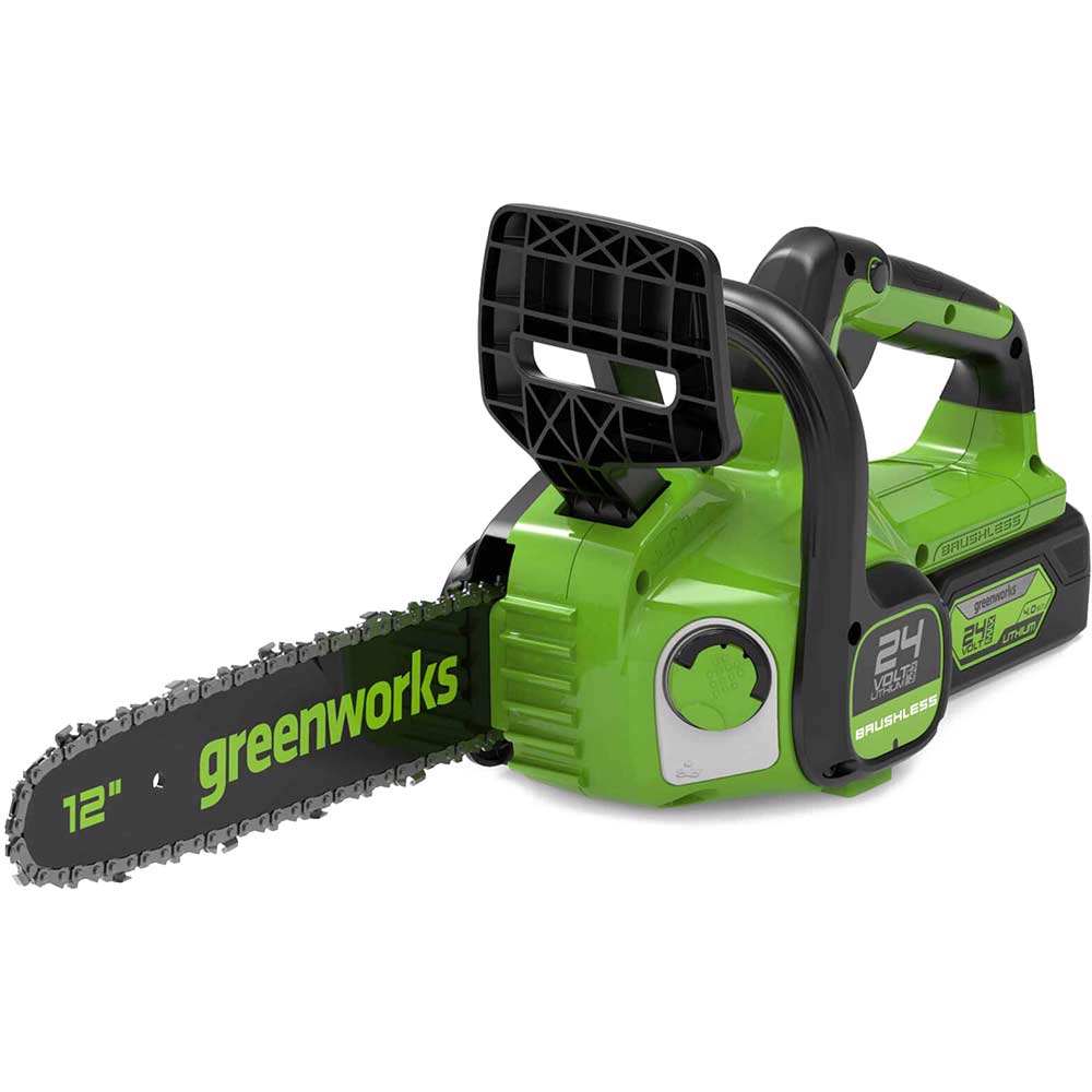 Greenworks GD24CS30 24v Cordless Brushless Chainsaw 300mm 1 x 4ah Li-ion Battery Charger