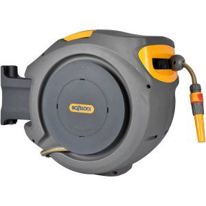 Hozelock Wall Mounted Auto Hose Reel 1/2" / 12.5mm 30m Grey & Yellow