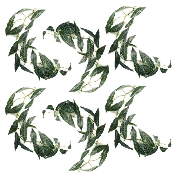 Leaf Design 6 x 110cm Artificial Hanging Trailing Dark Green Leaf Plant