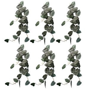 Leaf Design 6 x 120cm Artificial Hanging Trailing Plant Alocasia Dragon Scale (Dark)