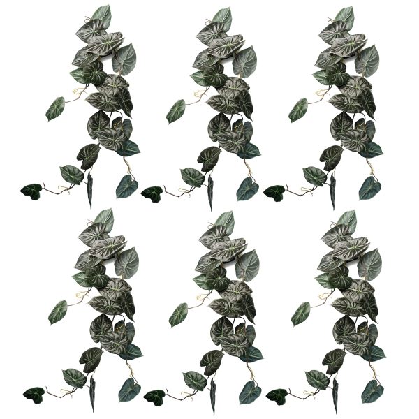 Leaf Design 6 x 120cm Artificial Hanging Trailing Plant Alocasia Dragon Scale (Dark)
