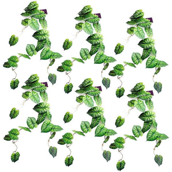 Leaf Design 6 x 120cm Artificial Hanging Trailing Plant Alocasia Dragon Scale (Green)