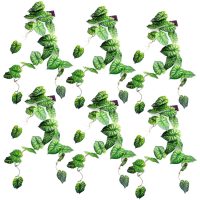 Leaf Design 6 x 120cm Artificial Hanging Trailing Plant Alocasia Dragon Scale (Green)